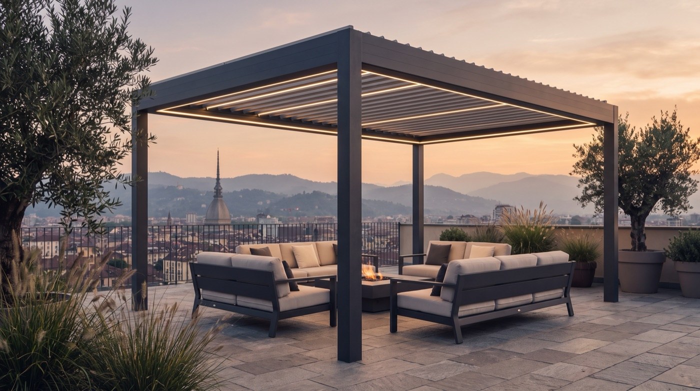 Pergola bioclimatica a lame orientabili