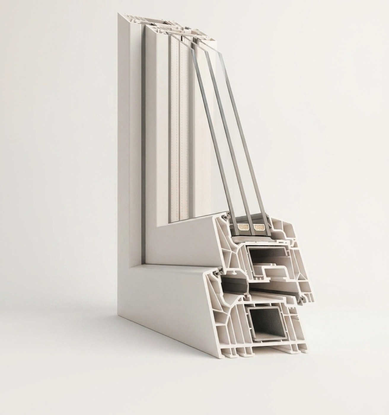 Sezione di un serramento in PVC