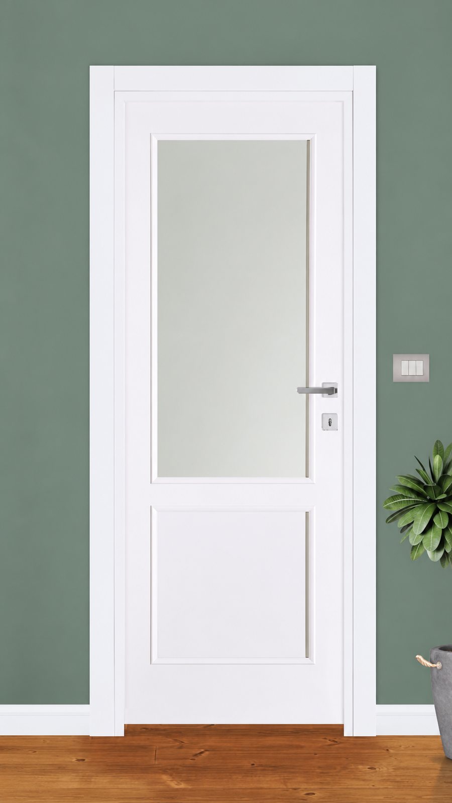 Porta interna con vetro satinato