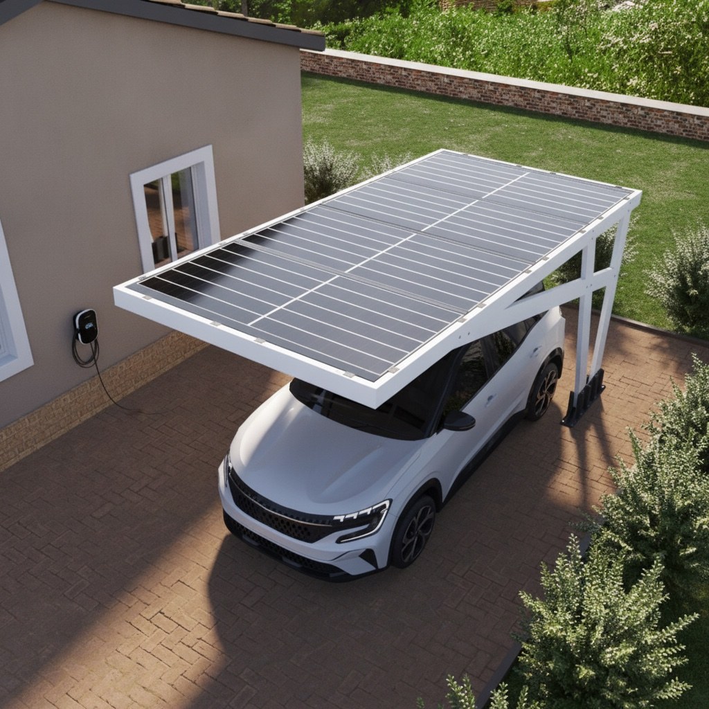 Dettaglio della copertura fotovoltaica della pergola