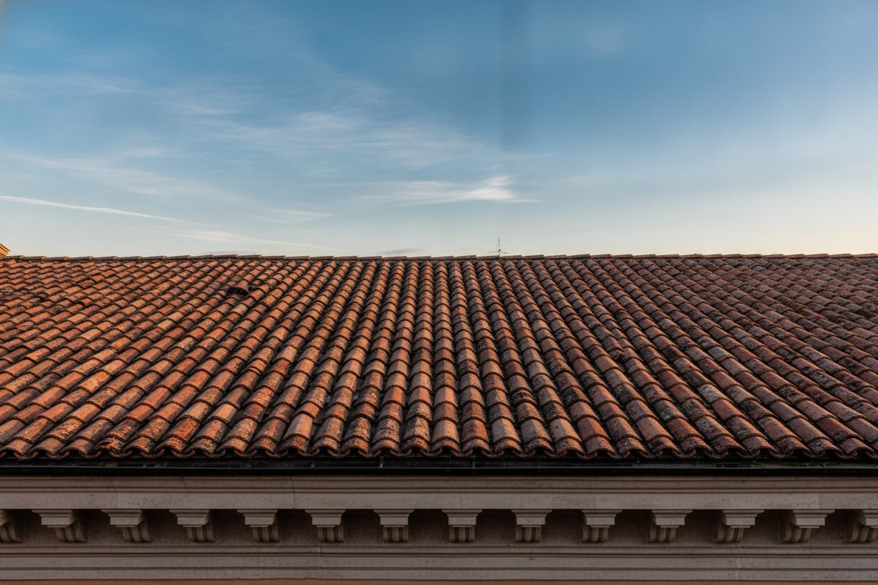 Copertura in coppi di cotto di un borgo storico