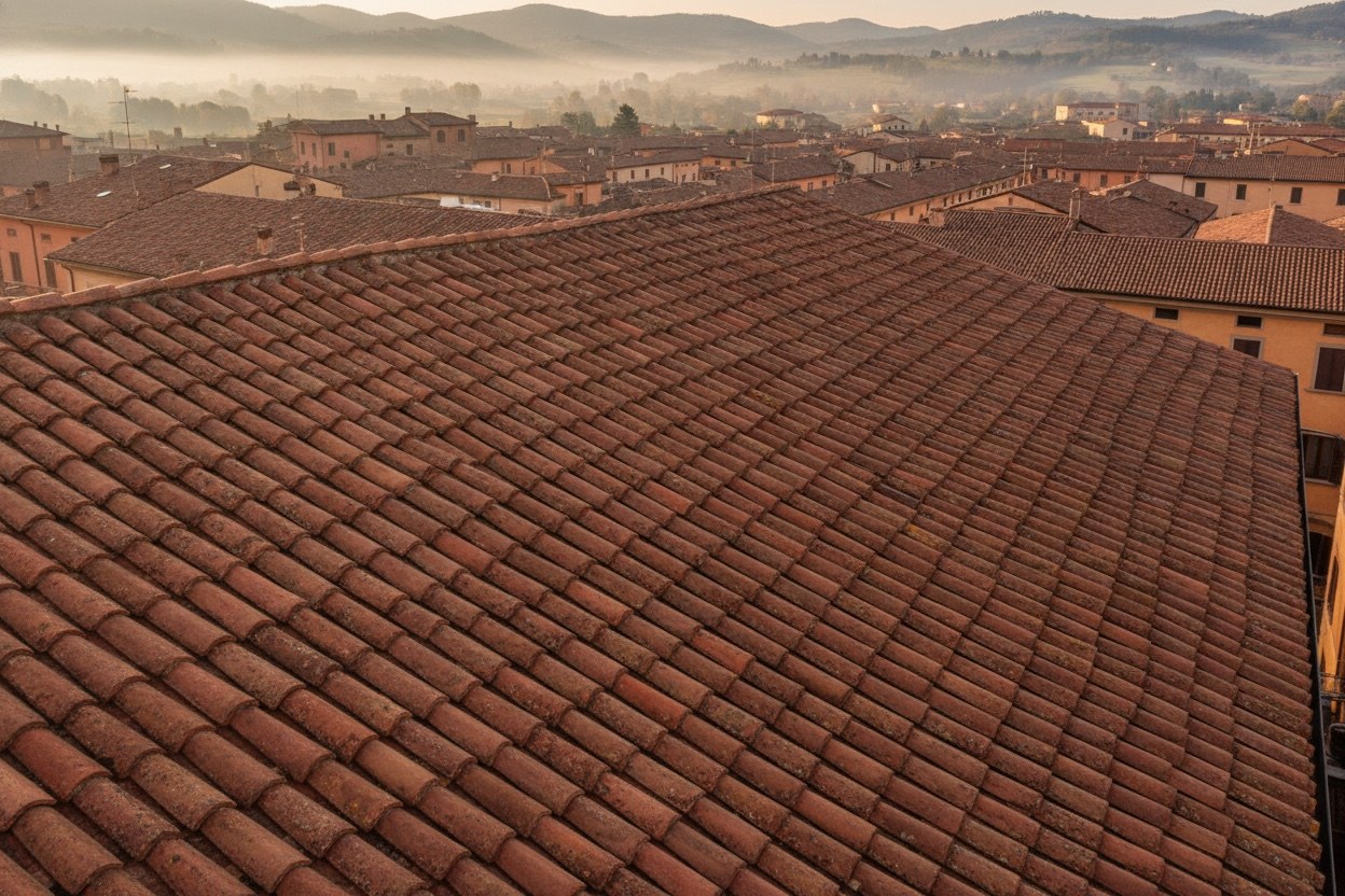 Coppi fotovoltaici su una copertura tradizionale