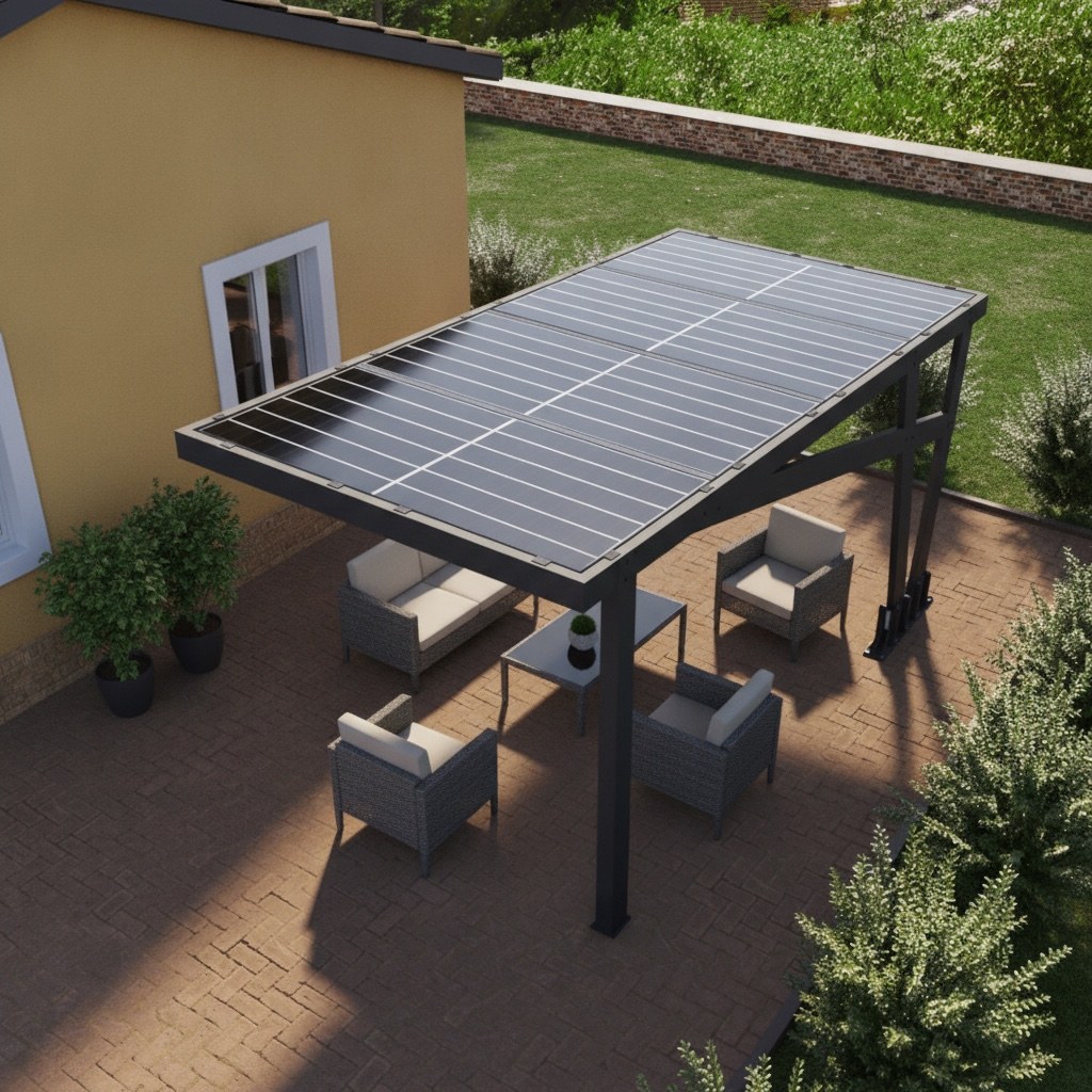 Pergola fotovoltaica con pannelli bifacciali