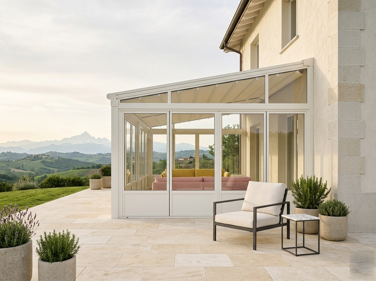 Veranda vetrata addossata alla casa